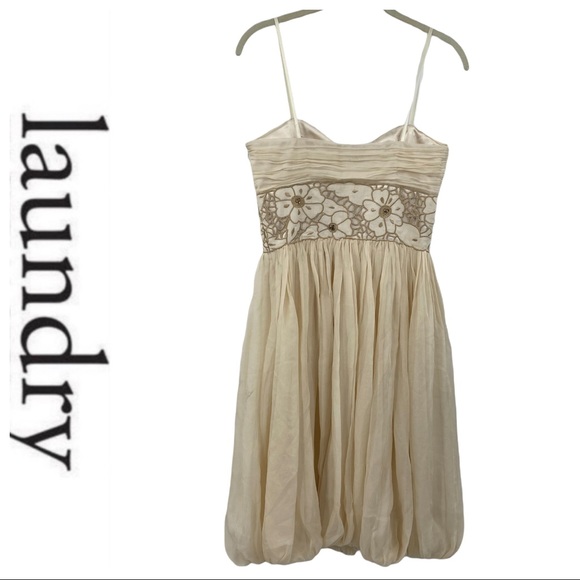 💕SALE💕 Laundry Ivory Silk Embellished Mini Dress - Picture 2 of 8